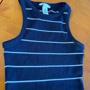 H&M Black with White Stripes crop top like new